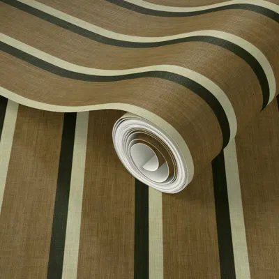 Spoonflower Peel And Stick Wallpaper Tailored Stripe - Earthy Ochre  Removable