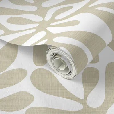 Spoonflower Peel And Stick Wallpaper Tan Block Print 2' X 12' Removable In Multi