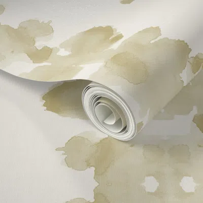 Spoonflower Peel And Stick Wallpaper Tan Double Inkblot 2' X 12' Removable