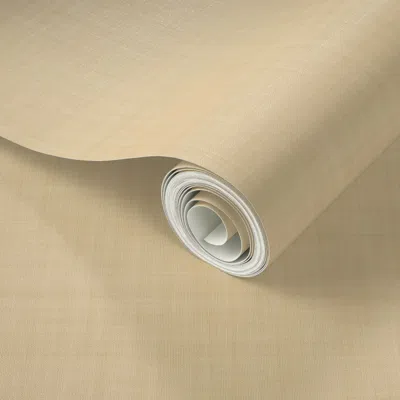 Spoonflower Peel And Stick Wallpaper Tan Straw Linen 2' X 12' Removable