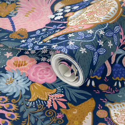 Spoonflower Peel And Stick Wallpaper Tea Time At Wonderland 8" 2' X 12' Removable In Multi