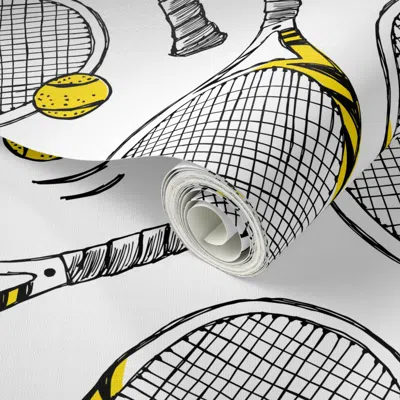 Spoonflower Peel And Stick Wallpaper Tennis Rackets - Sport Game 2' X 12' Removable