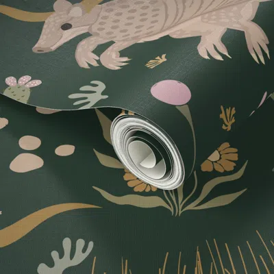Spoonflower Peel And Stick Wallpaper Texas Cryptids Jackalope Longhorn Armadillo Desert Cactus Agave Floral Bee  In Multi