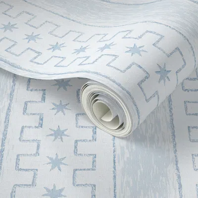Spoonflower Peel And Stick Wallpaper Textured Battlement Seven Pointed Star Stripe For Timeless Nursery 2' X 12'