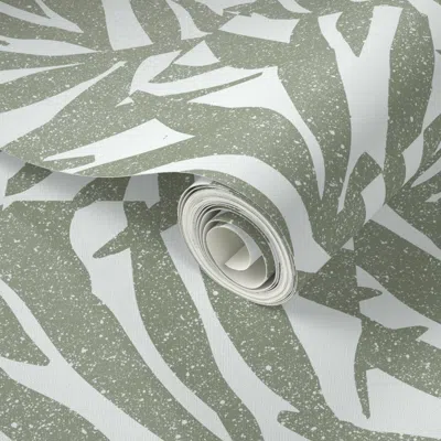 Spoonflower Peel And Stick Wallpaper Textured Brutalist Palm Silhouettes In Sage-large  Removable