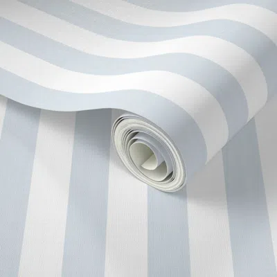 Spoonflower Peel And Stick Wallpaper Textured Light Soft Blue On White Cross Hatch Cabana Boy Stripe 2' X 12' Re