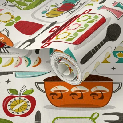 Spoonflower Peel And Stick Wallpaper The Collectible Kitchen - Smaller Scale  Removable