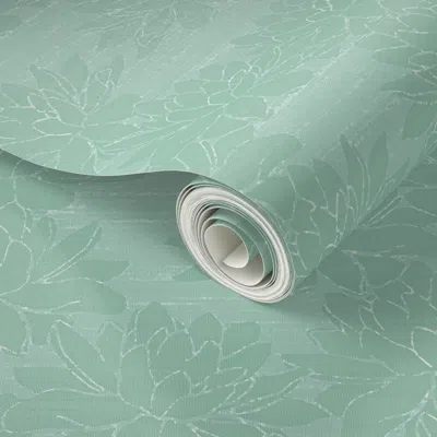 Spoonflower Peel And Stick Wallpaper The Lotus Spa Blue Green  Removable