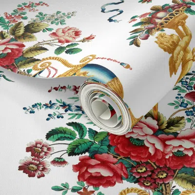 Spoonflower Peel And Stick Wallpaper The Muses Arabesque Original On White 2' X 12' Removable