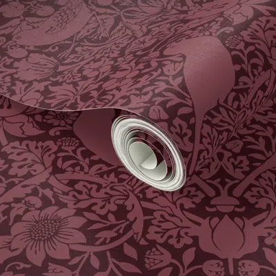 Spoonflower Peel And Stick Wallpaper The Strawberry Thief William Morris Elegant Glamour & Cottage Flowers Deco 