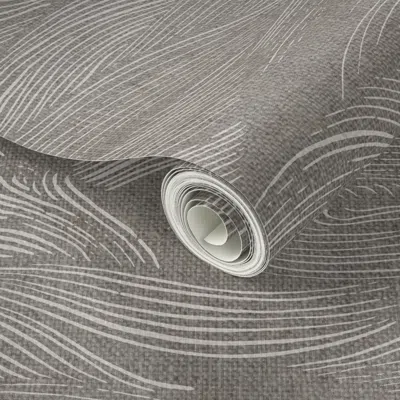 Spoonflower Peel And Stick Wallpaper The Water Grey Linen 2' X 12' Removable In Multi