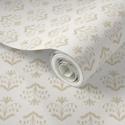Spoonflower Peel And Stick Wallpaper Theresa Floral Bidirectional Vintage Tan 3in  Removable