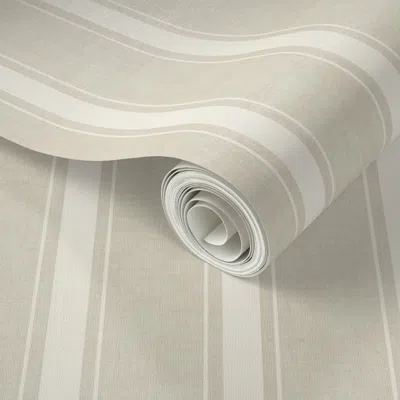 Spoonflower Peel And Stick Wallpaper Thick And Thin Stripes // Neutral Tan And Ivory 2' X 12' Removable