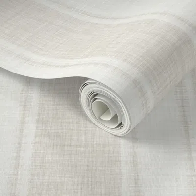 Spoonflower Peel And Stick Wallpaper Thin-thick Woven Cabana Stripe In Pale Oak Beige 2' X 12' Removable