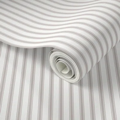 Spoonflower Peel And Stick Wallpaper Ticking Stripe Taupe & Cream Modern Pillow Ticking Stripe 2' X 12' Removabl
