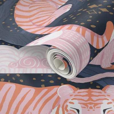 Spoonflower Peel And Stick Wallpaper Tigers At Twilight 2' X 12' Removable