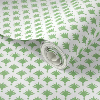 Spoonflower Peel And Stick Wallpaper Tiny Palm Print Spring Green On White 2' X 12' Removable
