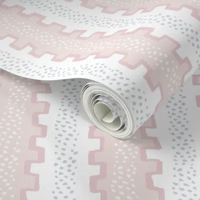 Spoonflower Peel And Stick Wallpaper Travis Stripe Pale Pinks And Blue And Blush Copy  Removable In Neutral