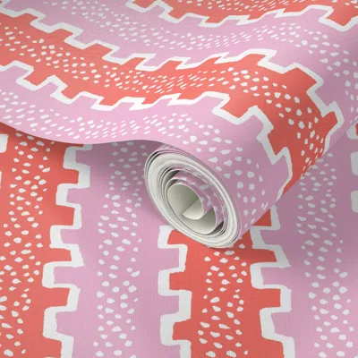 Spoonflower Peel And Stick Wallpaper Travis Stripe Pink And Coral 2' X 12' Removable