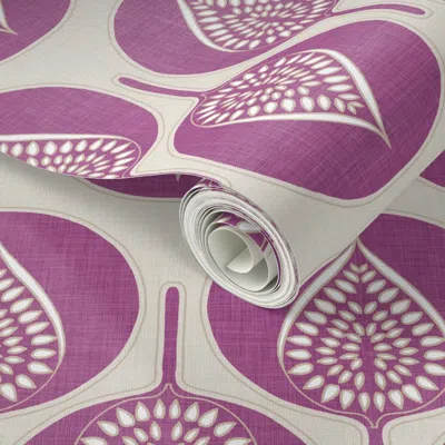 Spoonflower Peel And Stick Wallpaper Tree Hearts Purple Linen 2' X 12' Removable