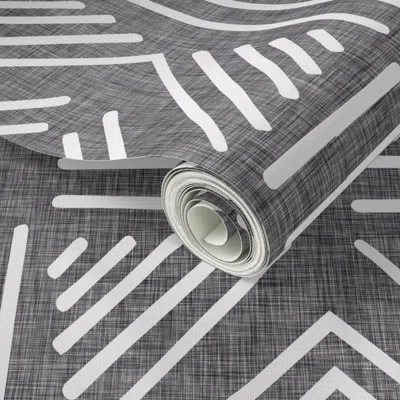 Spoonflower Peel And Stick Wallpaper Tribal Diamond Mudcloth Linen Sm 2' X 12' Removable