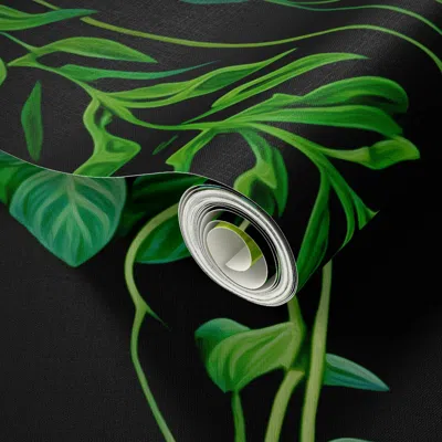 Spoonflower Peel And Stick Wallpaper Tropical Jungle Vine  Lush Green Leaves Decor Botanical Forest 2' X 12' Rem