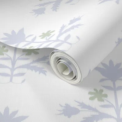 Spoonflower Peel And Stick Wallpaper Tulip Indienne Custom 8 Beacon Gray And Green. Copy 2' X 12' Removable