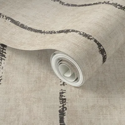 Spoonflower Peel And Stick Wallpaper Turka Stripe Neutral 2' X 12' Removable