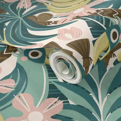 Spoonflower Peel And Stick Wallpaper Tutti Tiki Fruitti - 100% Human Made  Removable