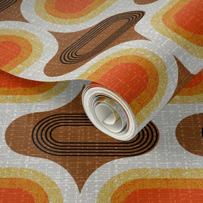 Spoonflower Peel And Stick Wallpaper Tweedy Seventies Ogee-70s 2' X 12' Removable In Multi