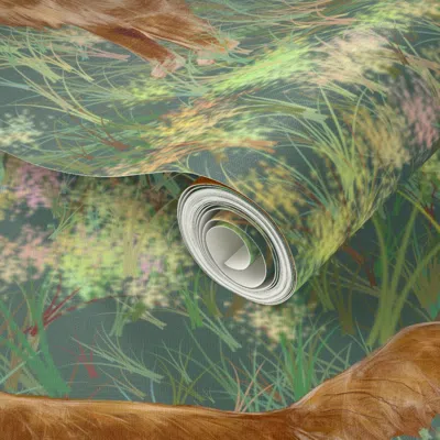 Spoonflower Peel And Stick Wallpaper Two Golden Retrievers In A Field 2' X 12' Removable