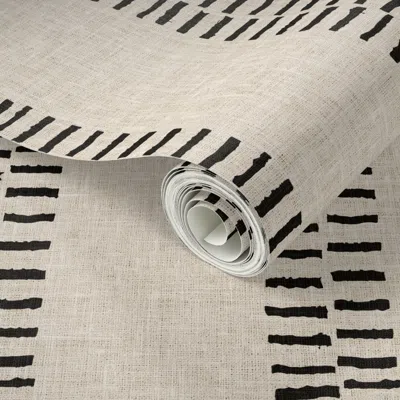Spoonflower Peel And Stick Wallpaper Ubu Stripe Linen 2' X 12' Removable