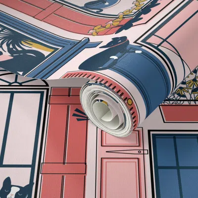 Spoonflower Peel And Stick Wallpaper Urban Jungle Cat // Jumbo 2' X 12' Removable In Multi