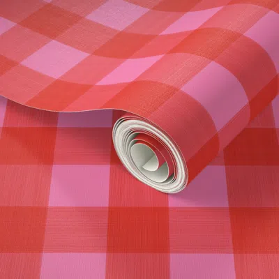 Spoonflower Peel And Stick Wallpaper Valentine 1.5" Buffalo Plaid 2' X 12' Removable