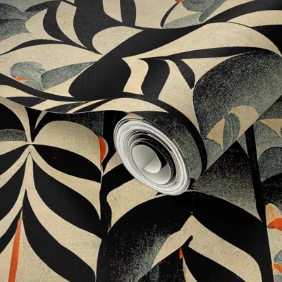 Spoonflower Peel And Stick Wallpaper Vintage 1920s Art Deco Style Fancy Leaf I 2' X 12' Removable