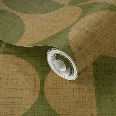 Spoonflower Peel And Stick Wallpaper Vintage Abstract Mid-century Geometric Bauhaus Pattern. Large. Dark Green 2