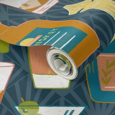 Spoonflower Peel And Stick Wallpaper Vintage Cocktails 2' X 12' Removable In Multi