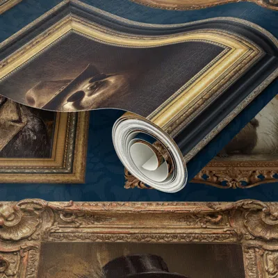 Spoonflower Peel And Stick Wallpaper Vintage Famous Sloth Portraits In Ornate Gold-framed Museum-style Wall Art 