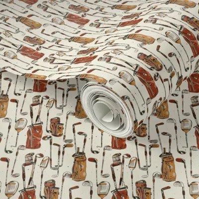 Spoonflower Peel And Stick Wallpaper Vintage Golf Clubs 2' X 12' Removable