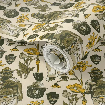 Spoonflower Peel And Stick Wallpaper Vintage National Parks 2' X 12' Removable