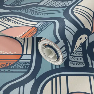 Spoonflower Peel And Stick Wallpaper Vintage Pickleball Paddle And Ball / Large Scale 2' X 12' Removable