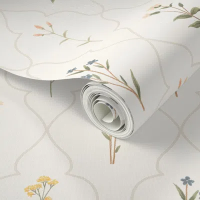 Spoonflower Peel And Stick Wallpaper Vintage Wildflower Trellis 2' X 12' Removable