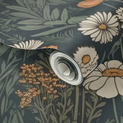 Spoonflower Peel And Stick Wallpaper Vintager Lush Floral Fusion 2' X 12' Removable