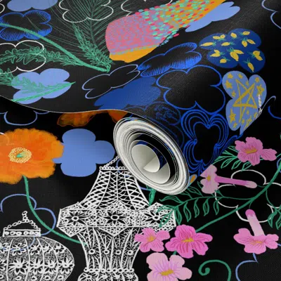Spoonflower Peel And Stick Wallpaper Visit Morocco - Tour Marrakesh (black) 2' X 12' Removable