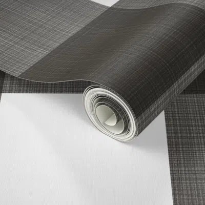 Spoonflower Peel And Stick Wallpaper Warm Black On White Cross Hatch Plaid Copy 2 2' X 12' Removable