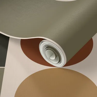 Spoonflower Peel And Stick Wallpaper Warm Minimalism Geometric Shapes Earthy Neutral Tones Terra Cotta Mustard 2