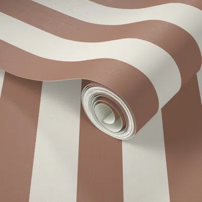 Spoonflower Peel And Stick Wallpaper Warm Mocha Mousse Brown Thick Stripe - Small Scale 2' X 12' Removable