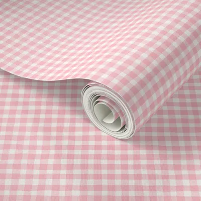 Spoonflower Peel And Stick Wallpaper Watercolour Gingham Check Plaid Coquette Baby Pink And White Small Scale 2'