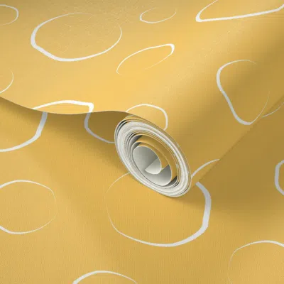 Spoonflower Peel And Stick Wallpaper Waterdrops - Yellow Amber Marigold Rain Ocean Sea Coastal Droplets Drops 2'