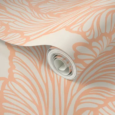 Spoonflower Peel And Stick Wallpaper Waving Coral Reefs 6 - Peach Fuzz  Removable